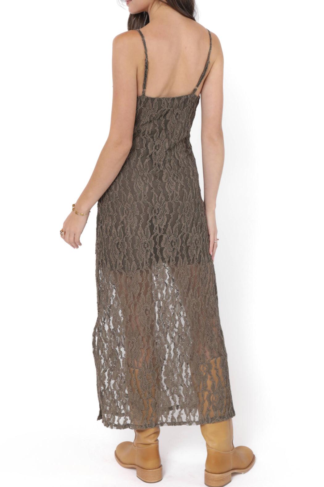 LACE SLIP MIDI DRESS Product Image