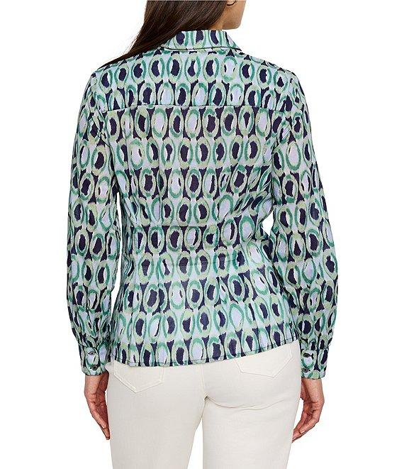 NIC + ZOE Ikat Rings Collar V-Neck Long Sleeve Button Front Shirt Product Image