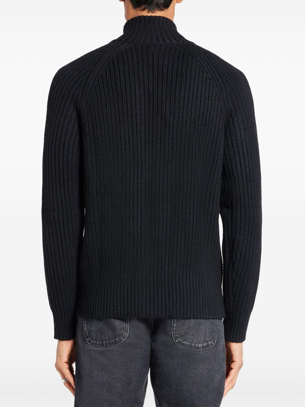 ribbed-knit zip-up cardigan Product Image