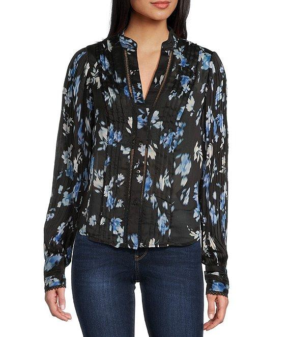 Guess Josette Long Sleeve Floral Printed Chiffon Top Product Image