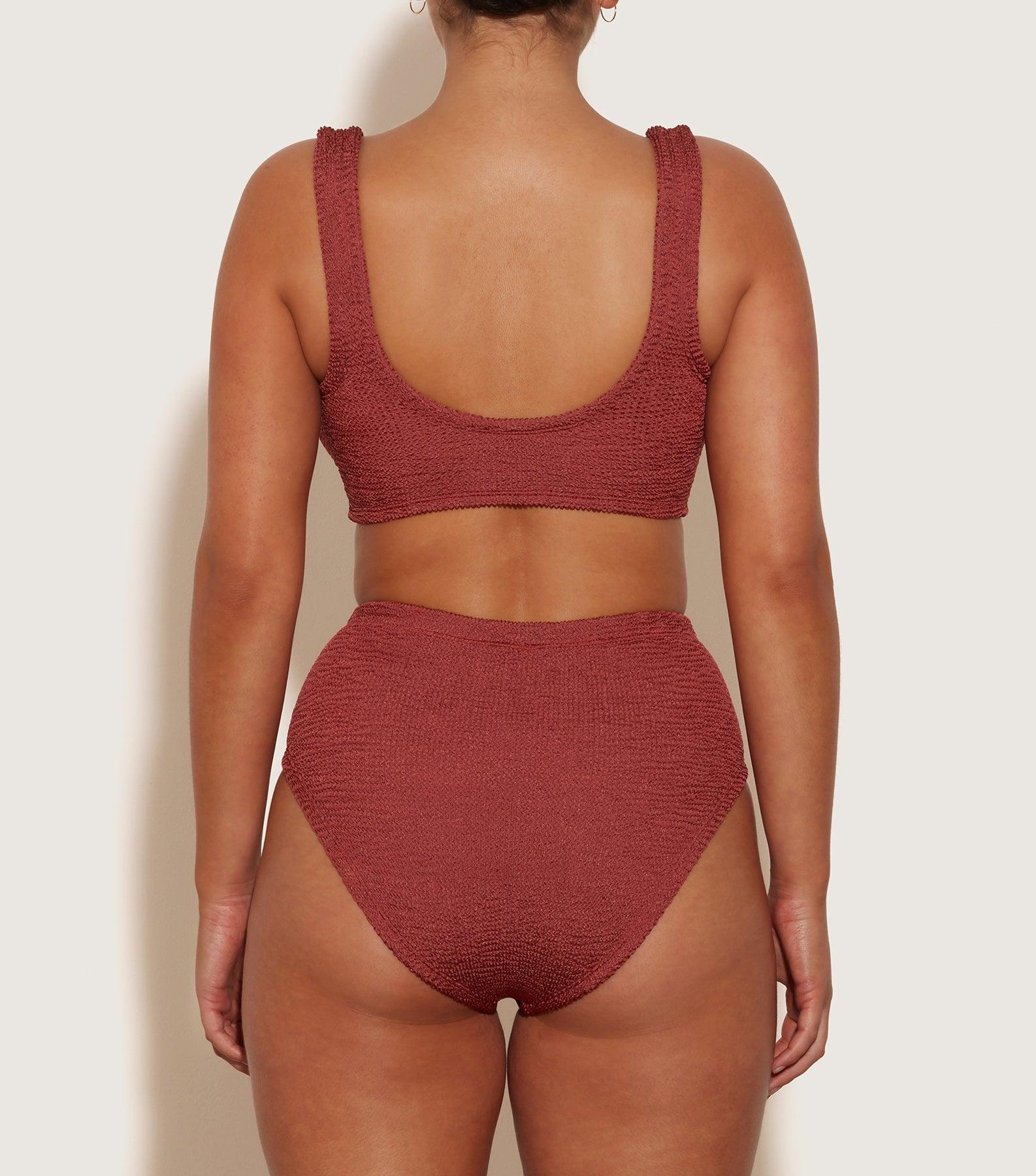 Nadine Bikini With Tonal Hoops - Metallic Rosewood Product Image