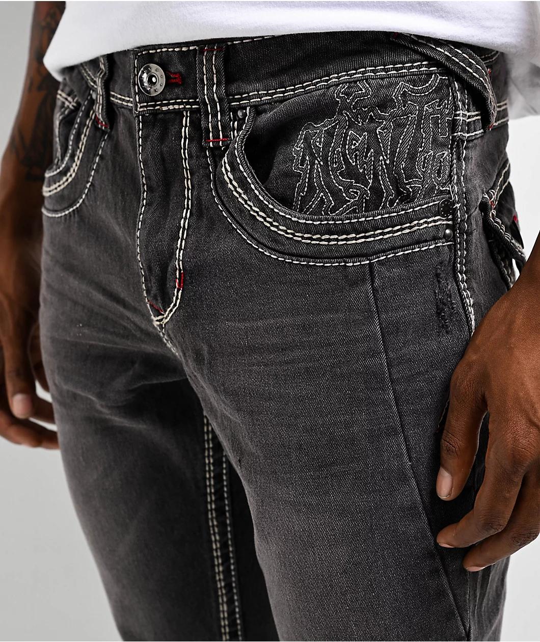 Ninth Hall Stacked Flare Grey Denim Jeans Product Image