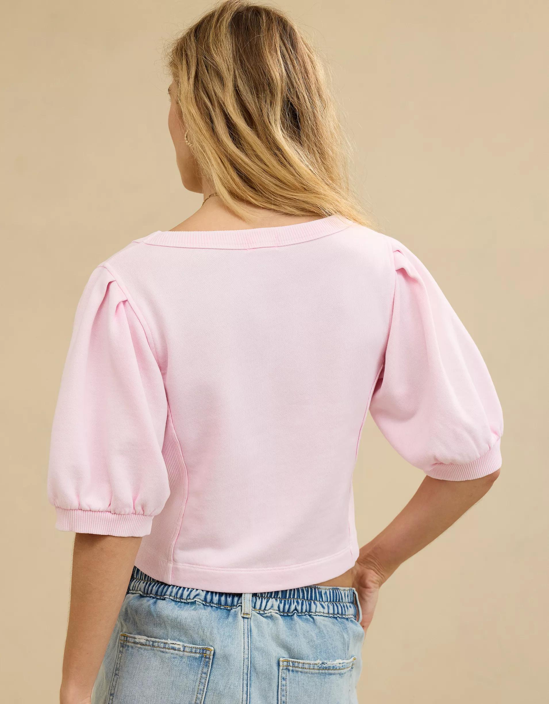 Aerie Seams Right Short Sleeve Sweatshirt Product Image