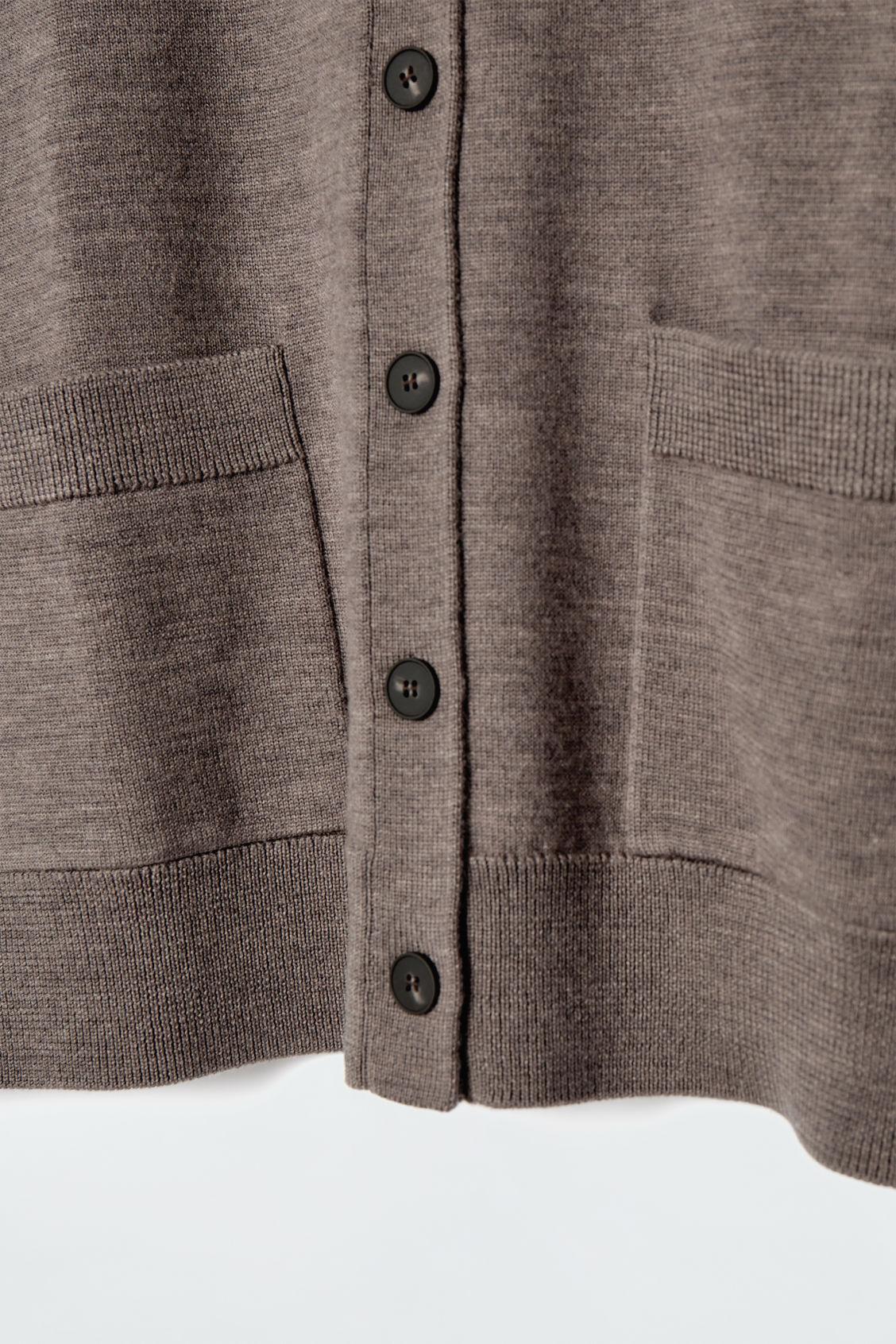 MERINO WOOL CREW-NECK CARDIGAN Product Image