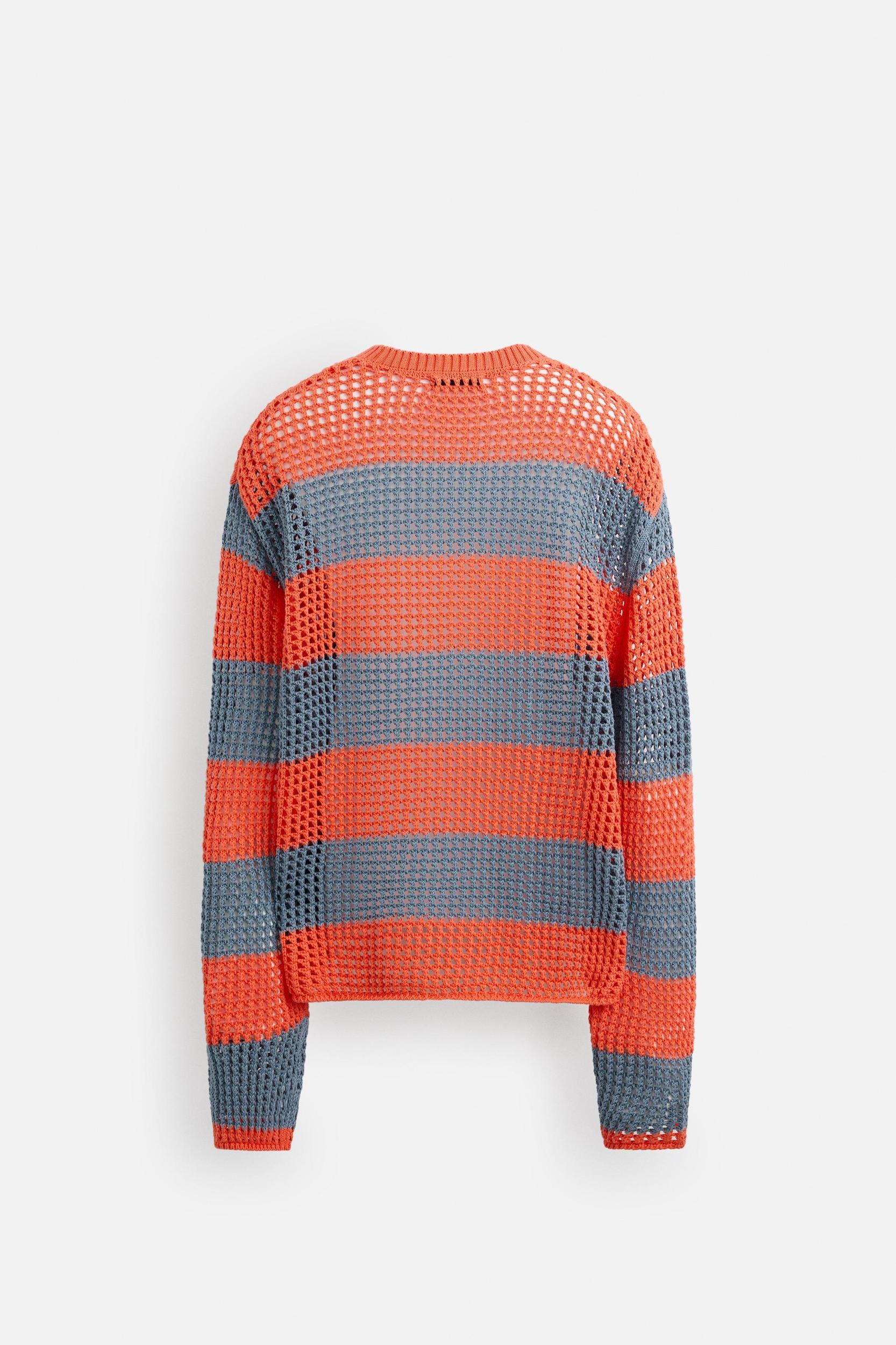 STRIPED OPEN WEAVE SWEATER Product Image