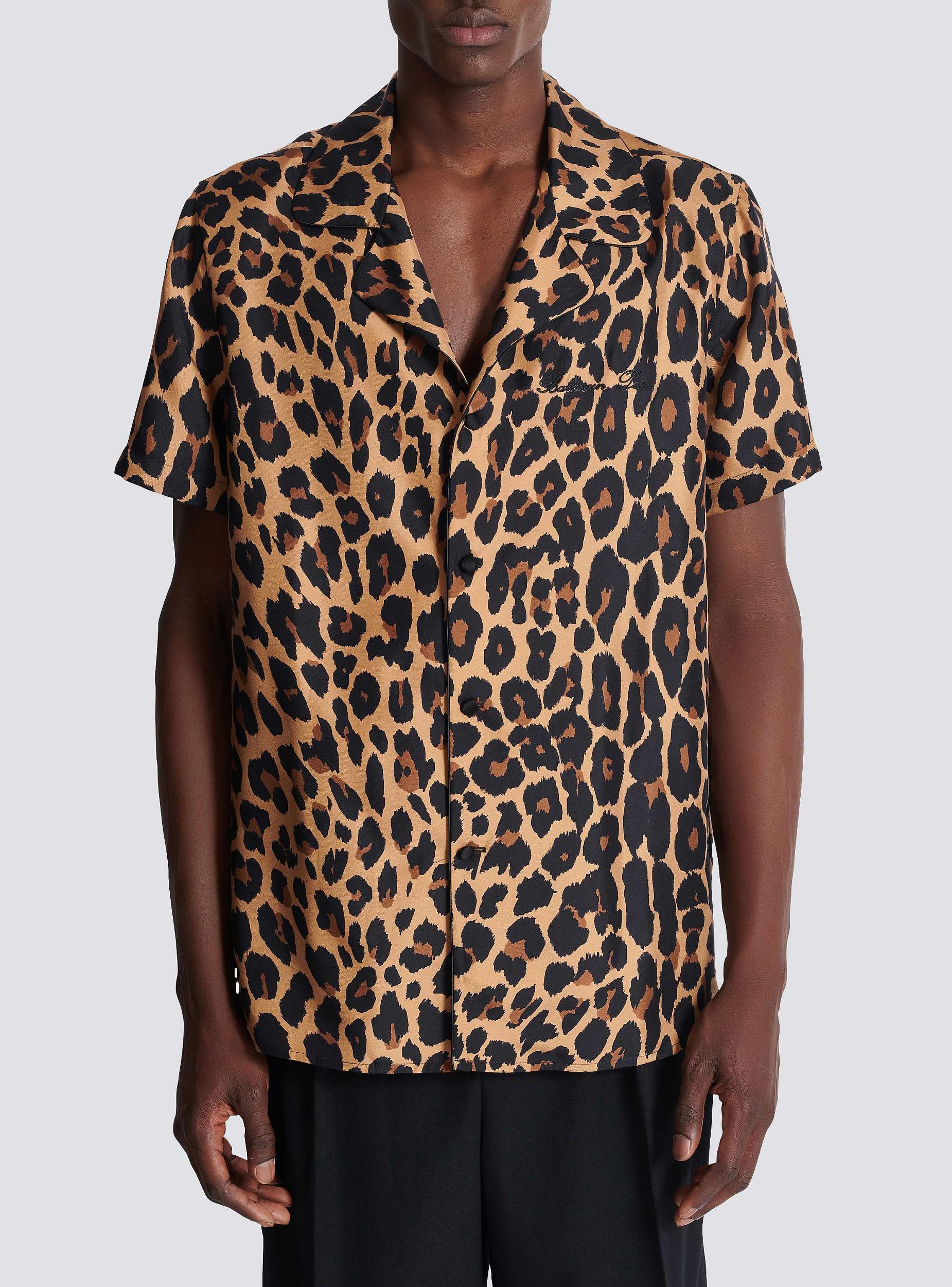 Leopard print silk pyjama shirt Product Image