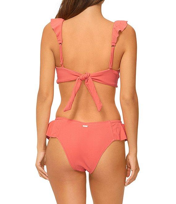 Raisins Seastar Solids Cabo Textured Ribbed Ruffle V-Waist Hipster Swim Bottom Product Image