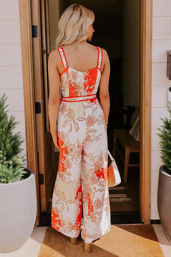 Cruise Ready Floral Wide Leg Jumpsuit in Tangerine Product Image
