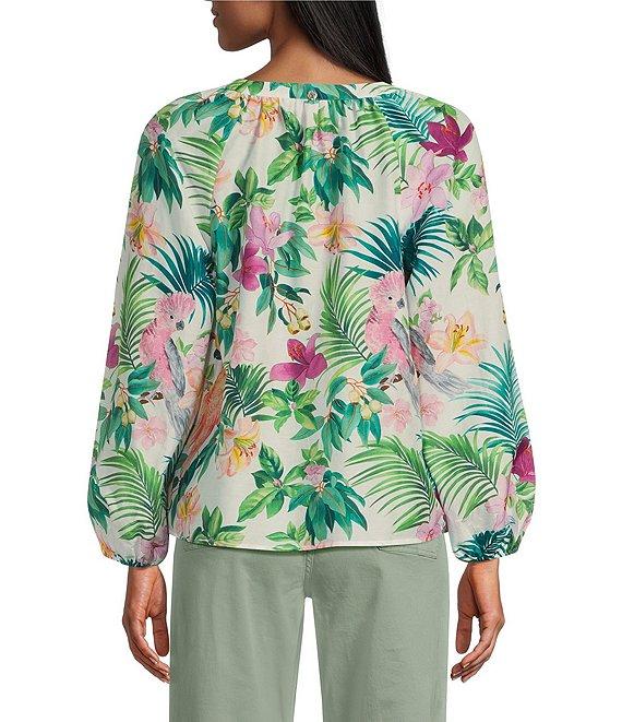 Tommy Bahama Tropical Bliss Silk Voile Crew Neck Long Sleeves Peasant Top Product Image