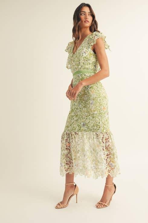 Crochet Lace Sleeveless Midi Dress Product Image