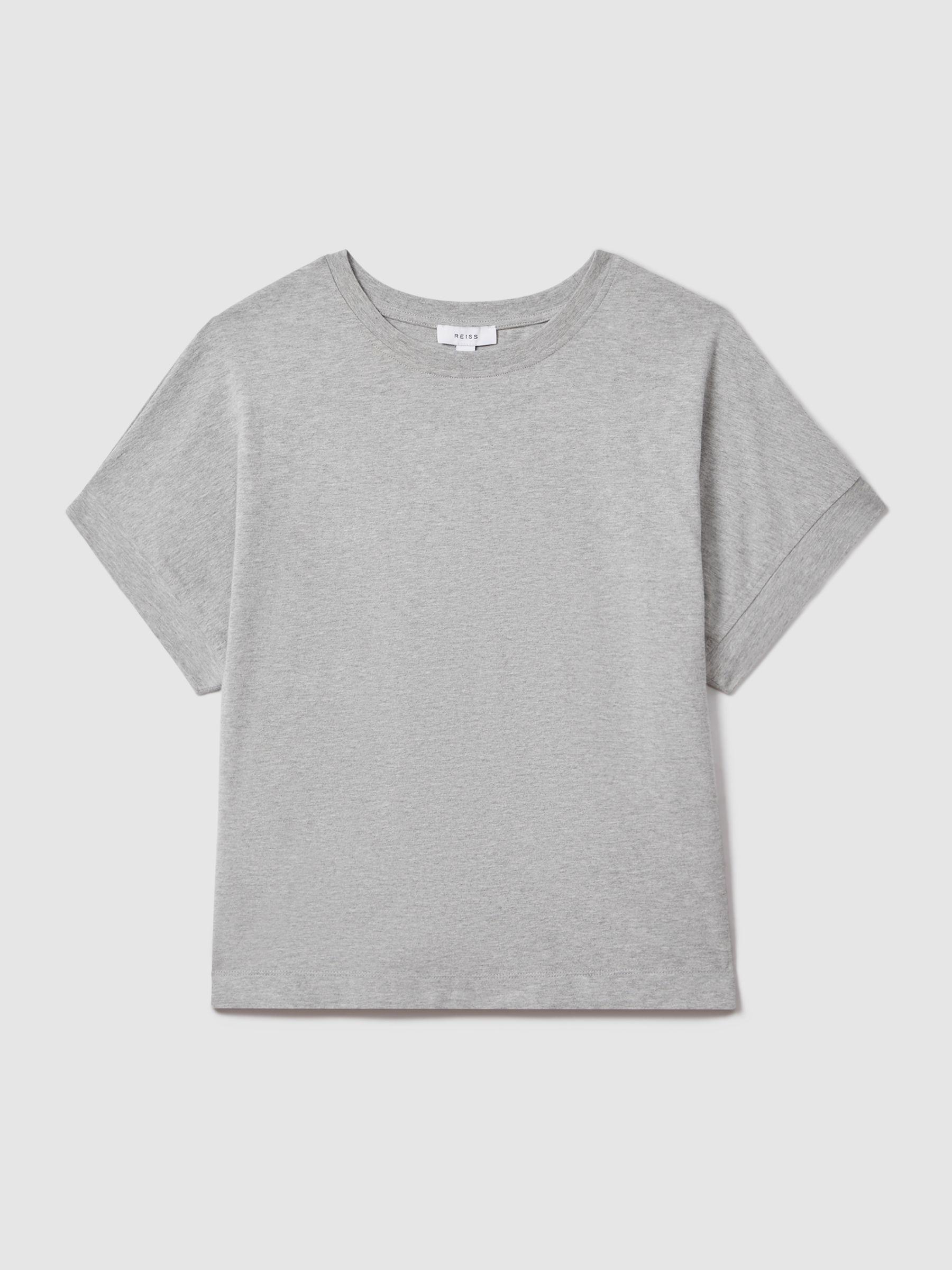 Cotton Crew Neck T-Shirt in Grey Marl Product Image