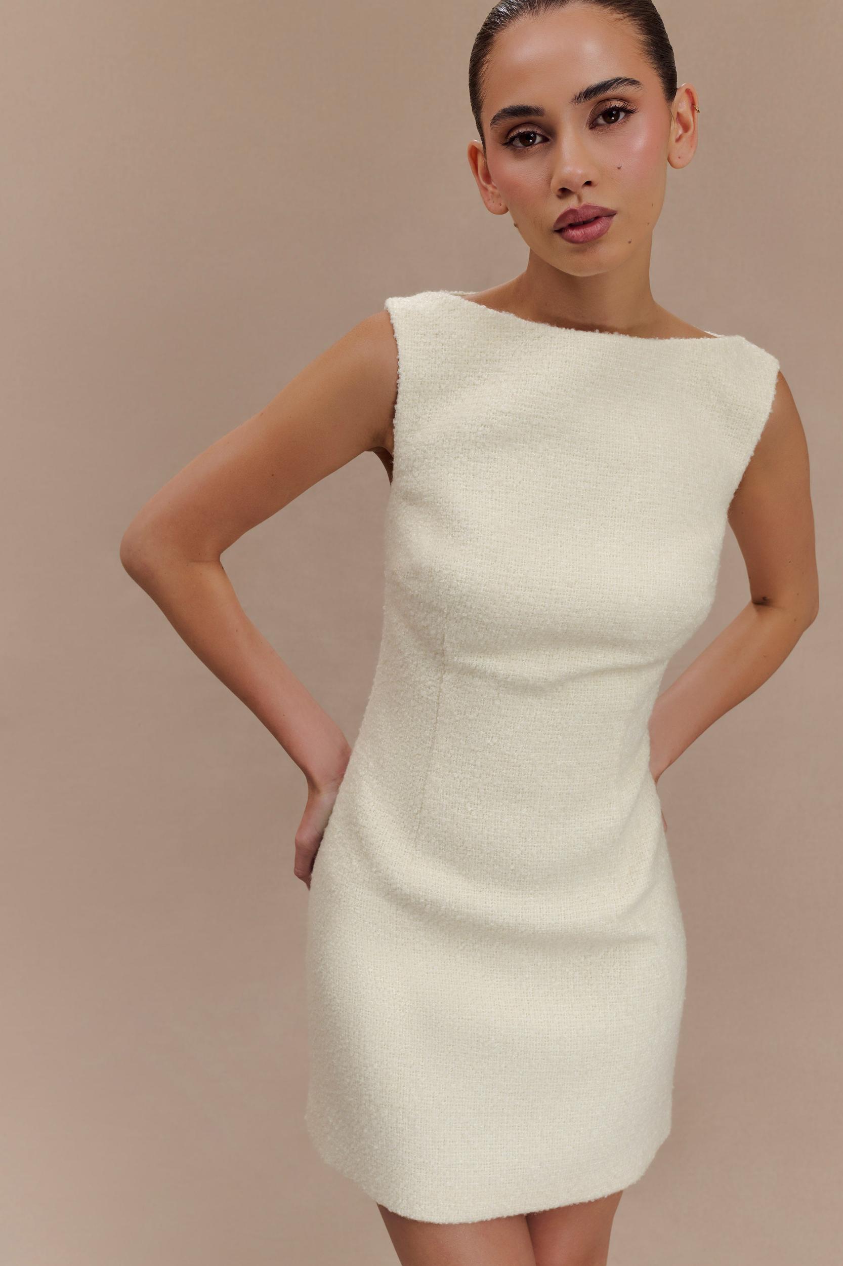 Angela Textured Boucle Mini Dress - Ivory Product Image