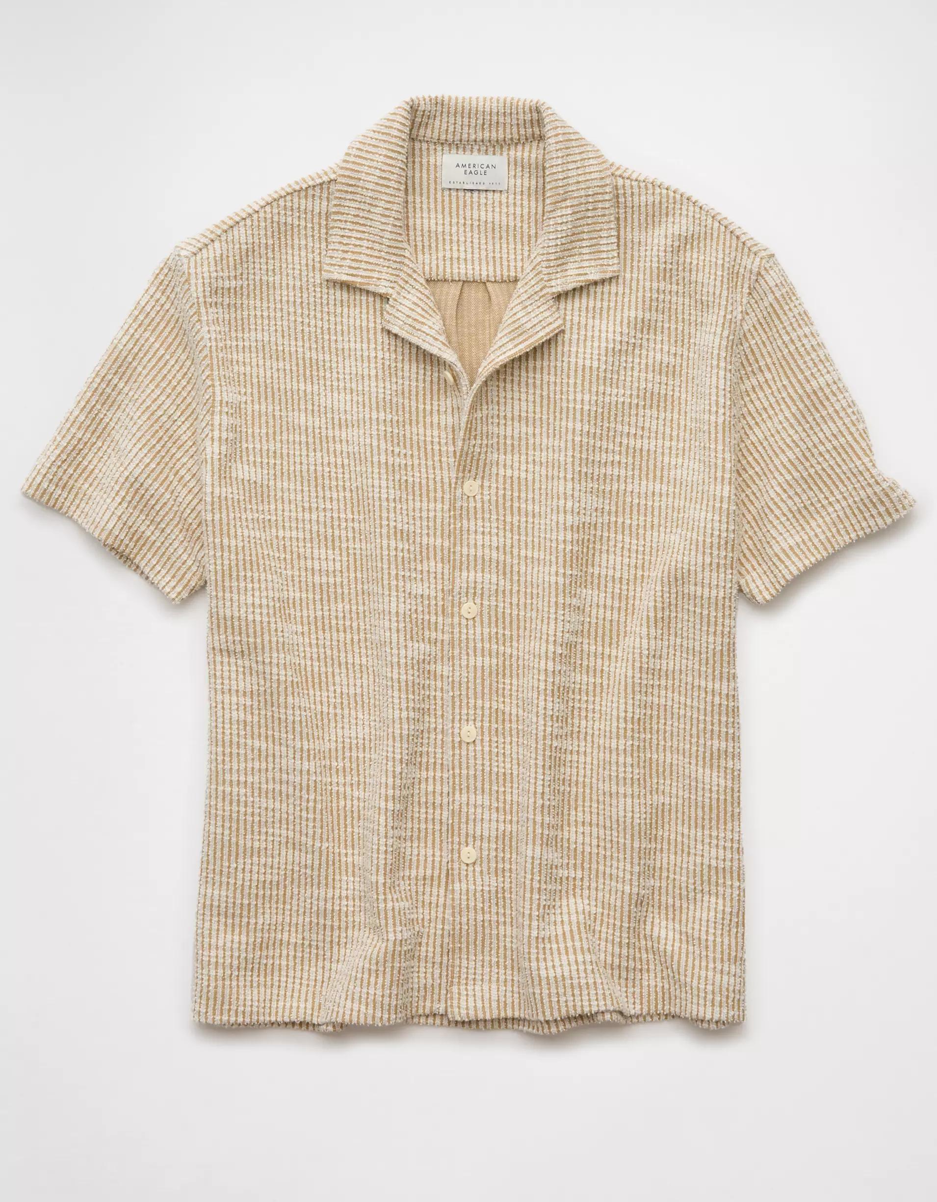 AE Textured Button-Up Camp Shirt Product Image