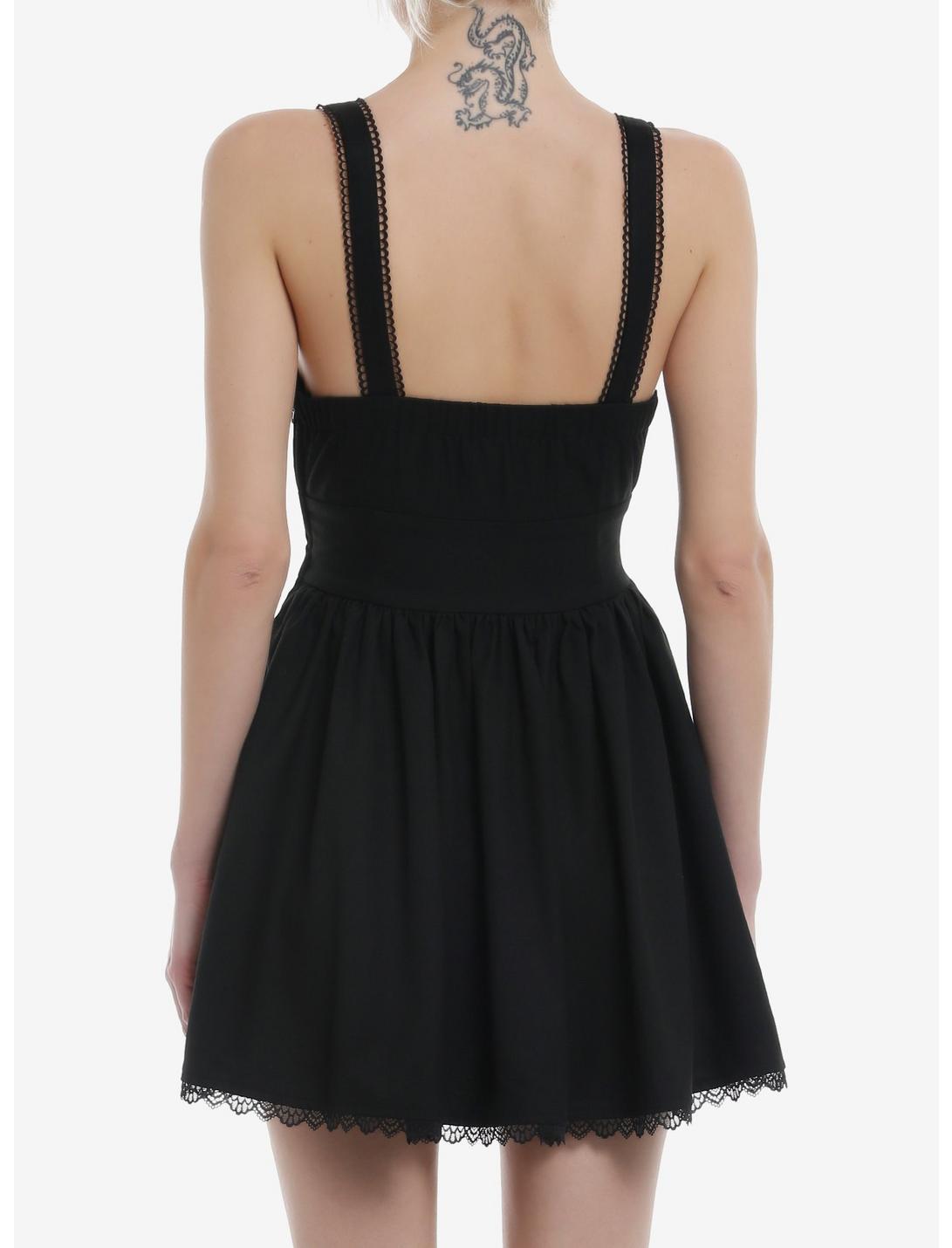 Cosmic Aura Black Lace Grommet Lace-Up Cami Dress Product Image