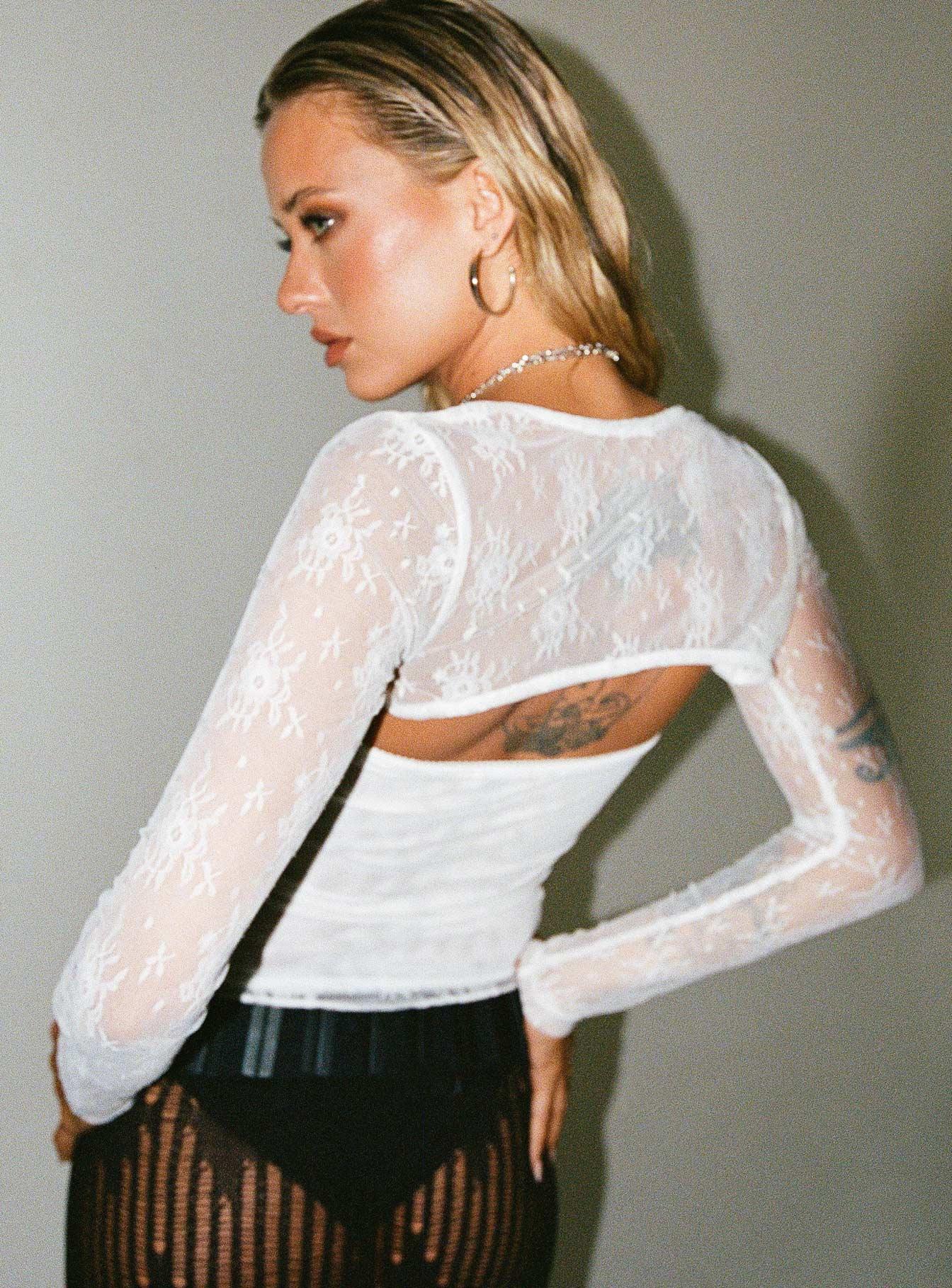 Ashwood Two Piece Lace Bolero Top White Low Impact Product Image