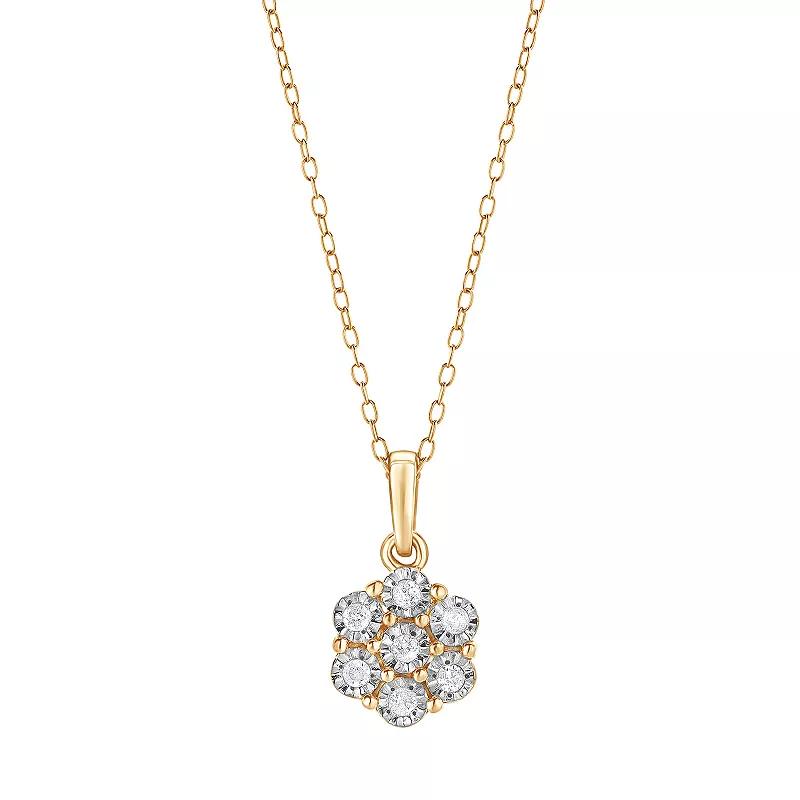 Diamond Brilliance 1/10 Carat T.W. Lab-Grown Diamond Cluster Pendant Necklace, Womens Gold Tone Product Image