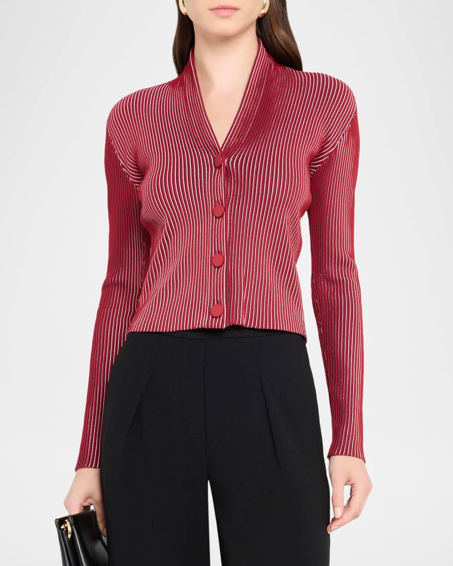 Striped Rib Knit Cardigan Product Image