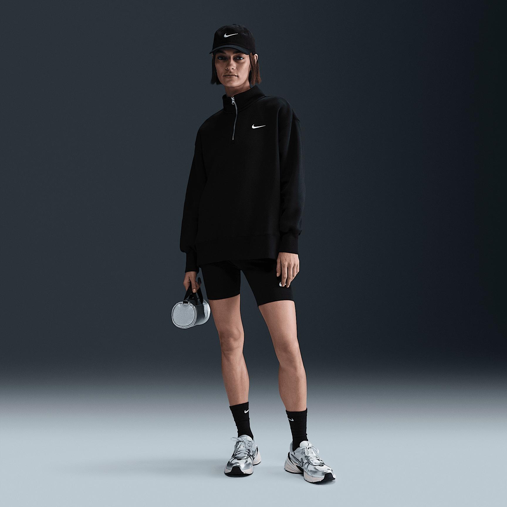 Womens Nike Sportswear Phoenix Fleece Oversized 1/4-Zip Long Sweatshirt | HJ0931-010 Product Image