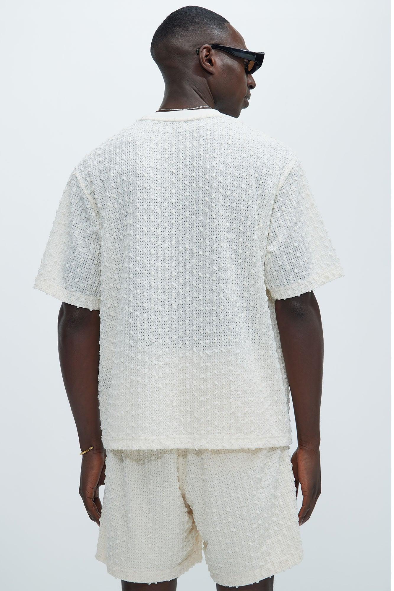 Pop Textured Crew Neck Tee - Ivory Product Image
