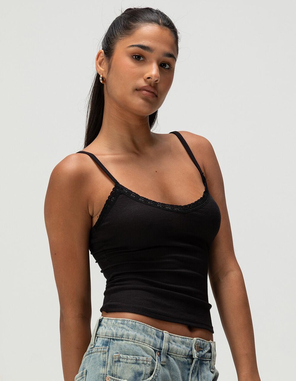 TILLYS Womens Lace Trim Cami - BLACK Product Image