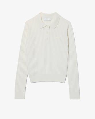 Regular Fit Ribbed Knit Polo Shirt Product Image