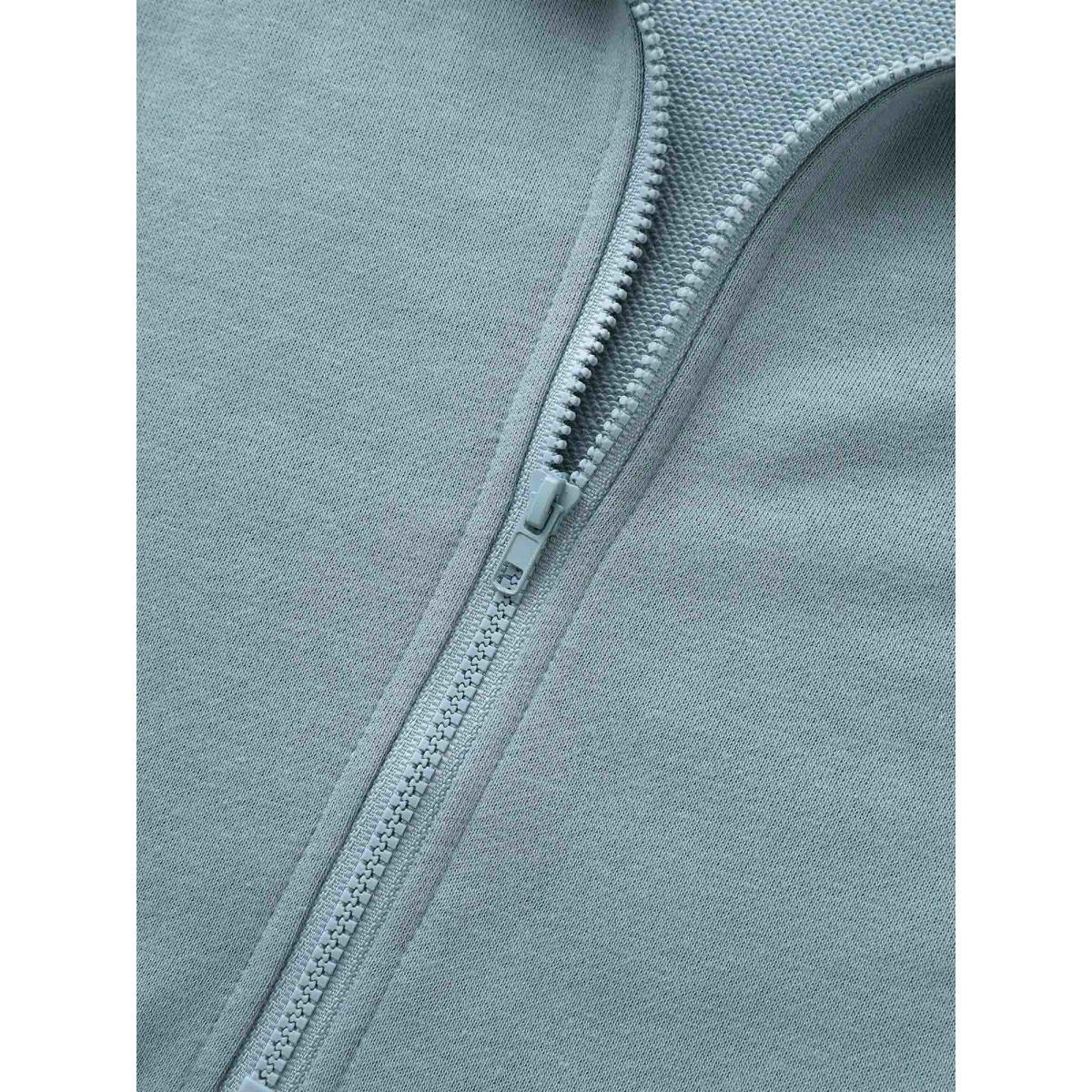 Plus Size Textured Half Zip Patchwork Sweatshirt Women Stone Casual Patchwork Polo Everyday Sweatshirts BloomChic 14-16/1X Product Image