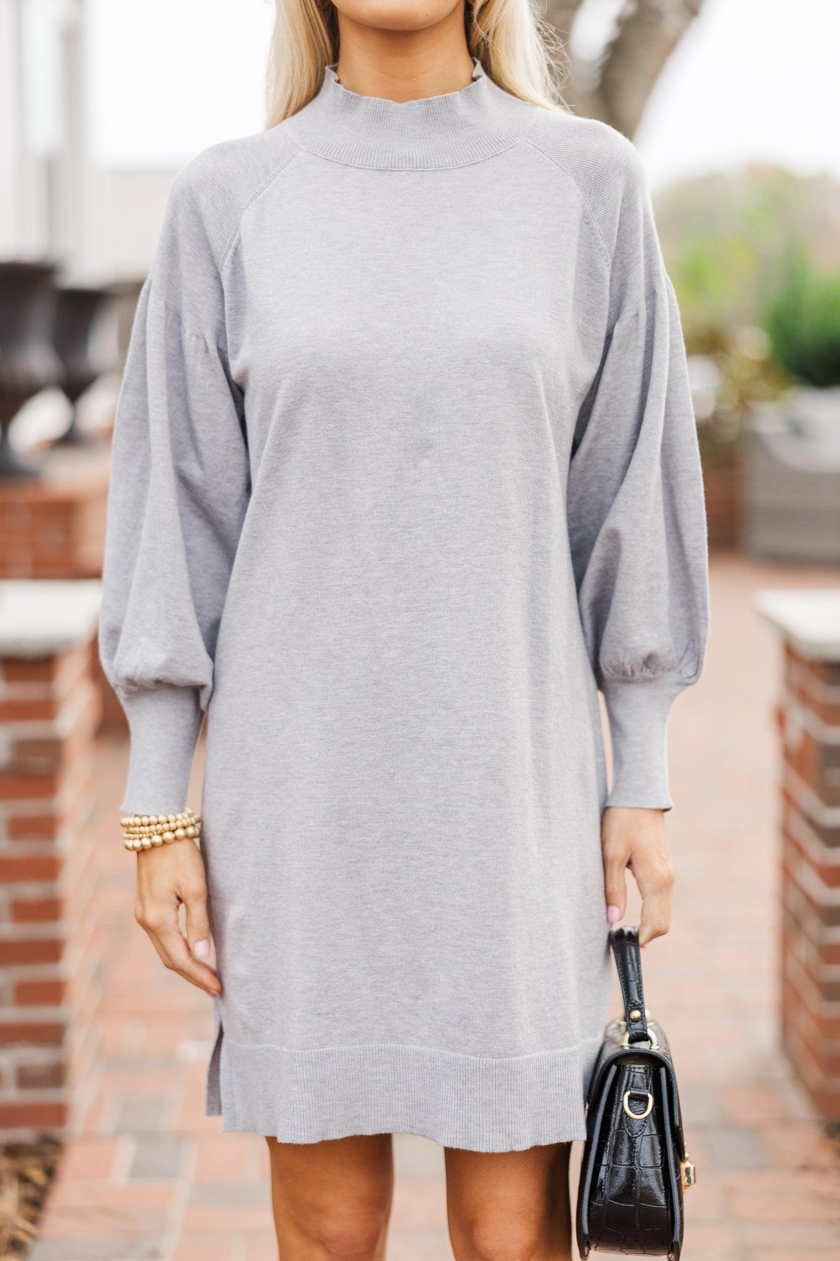 Where You Are Gray Sweater Dress Female Product Image