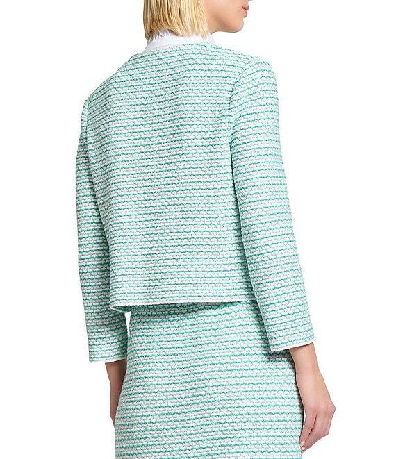 Ming Wang x Tanya Foster Stitch Knit Round Neck Long Sleeve Blazer Product Image