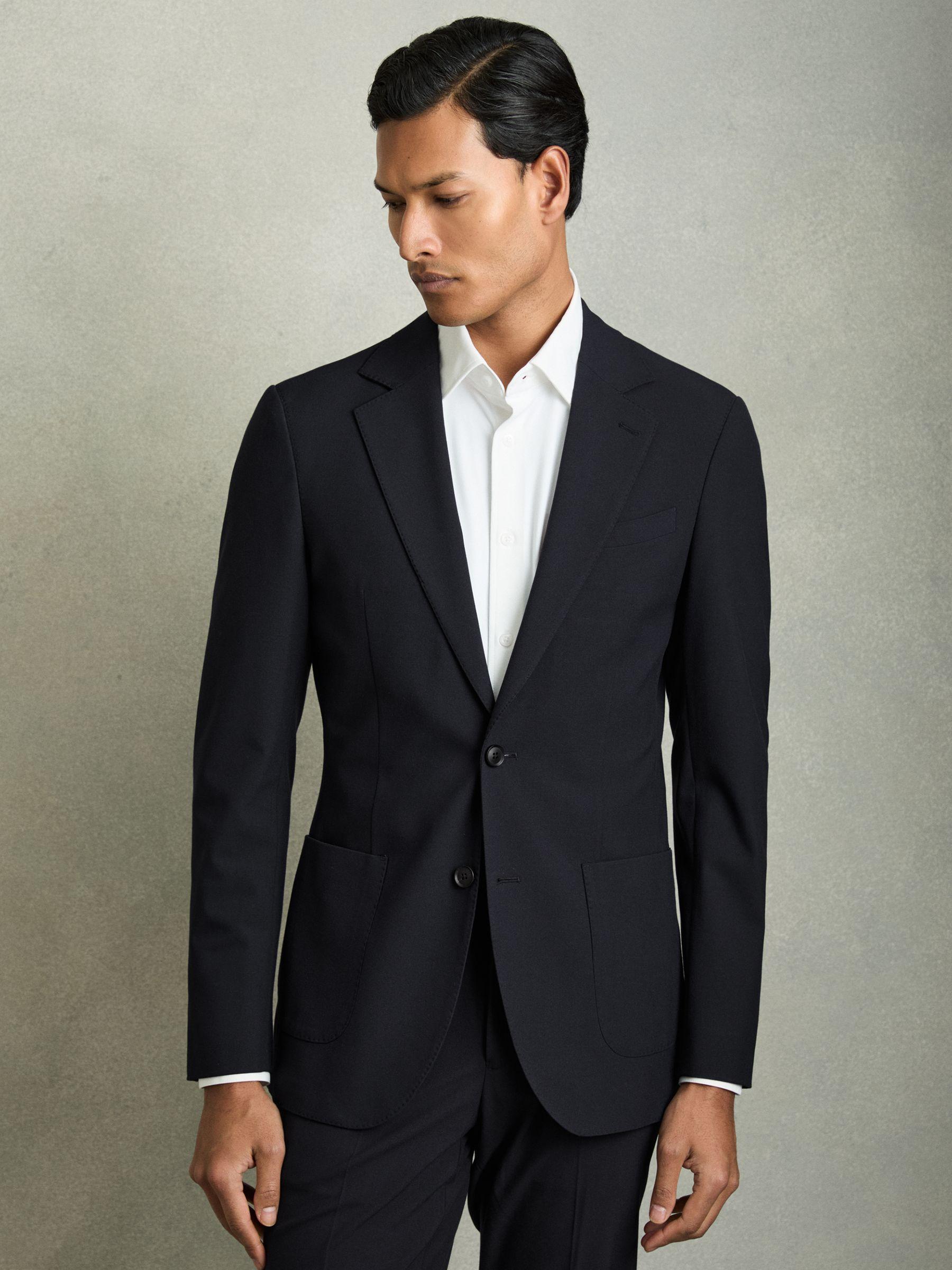 Single-Breasted Stretch Suit Blazer Slim-Fit in Stone Product Image