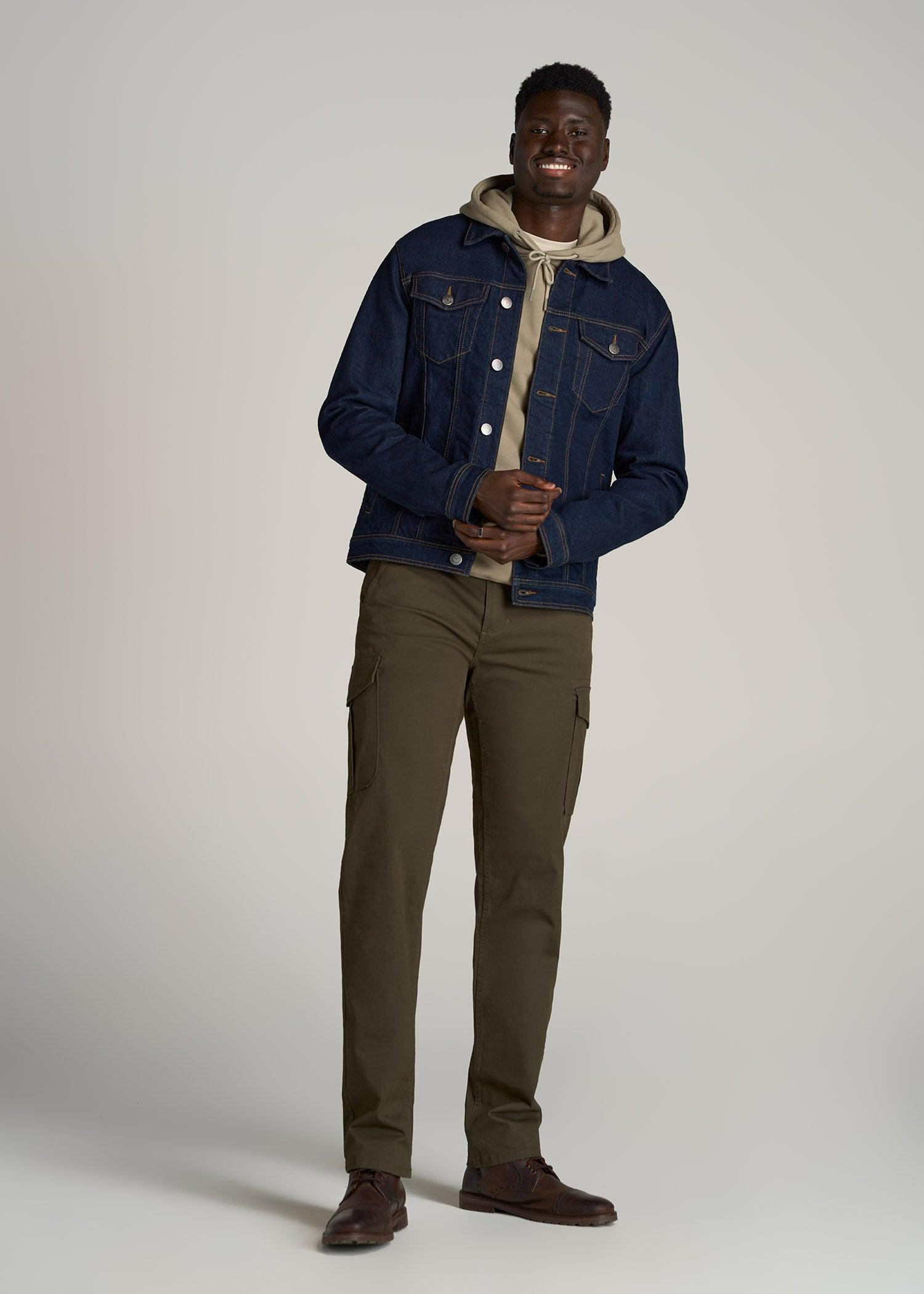 Men's Tall Denim Trucker Jacket in Raw Indigo Product Image