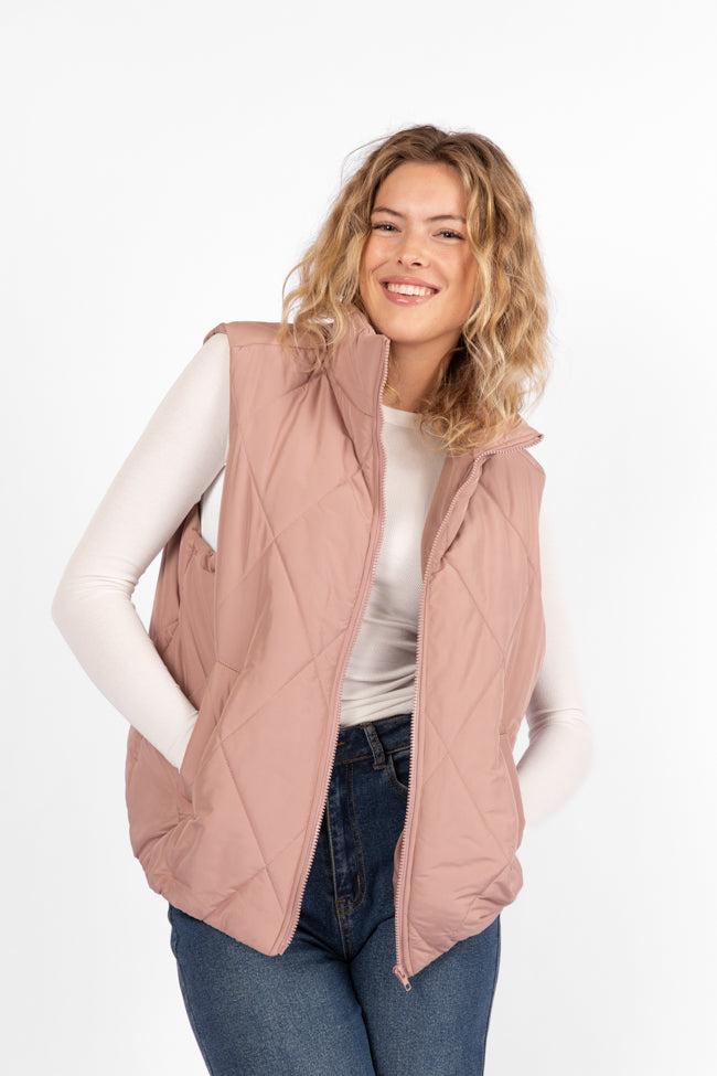 Mountainside Moment Mauve Quilted Puffer Vest Product Image