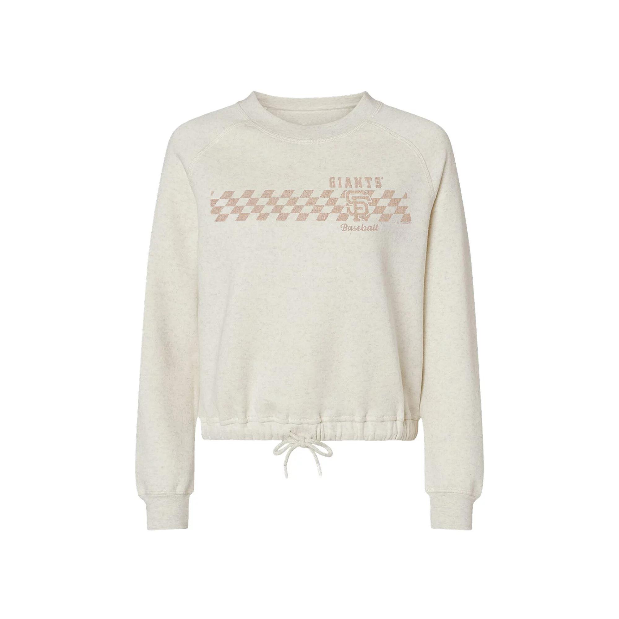 Women's Soft as a Grape Natural San Francisco Giants Tonal Checkered Sweatshirt,  Product Image
