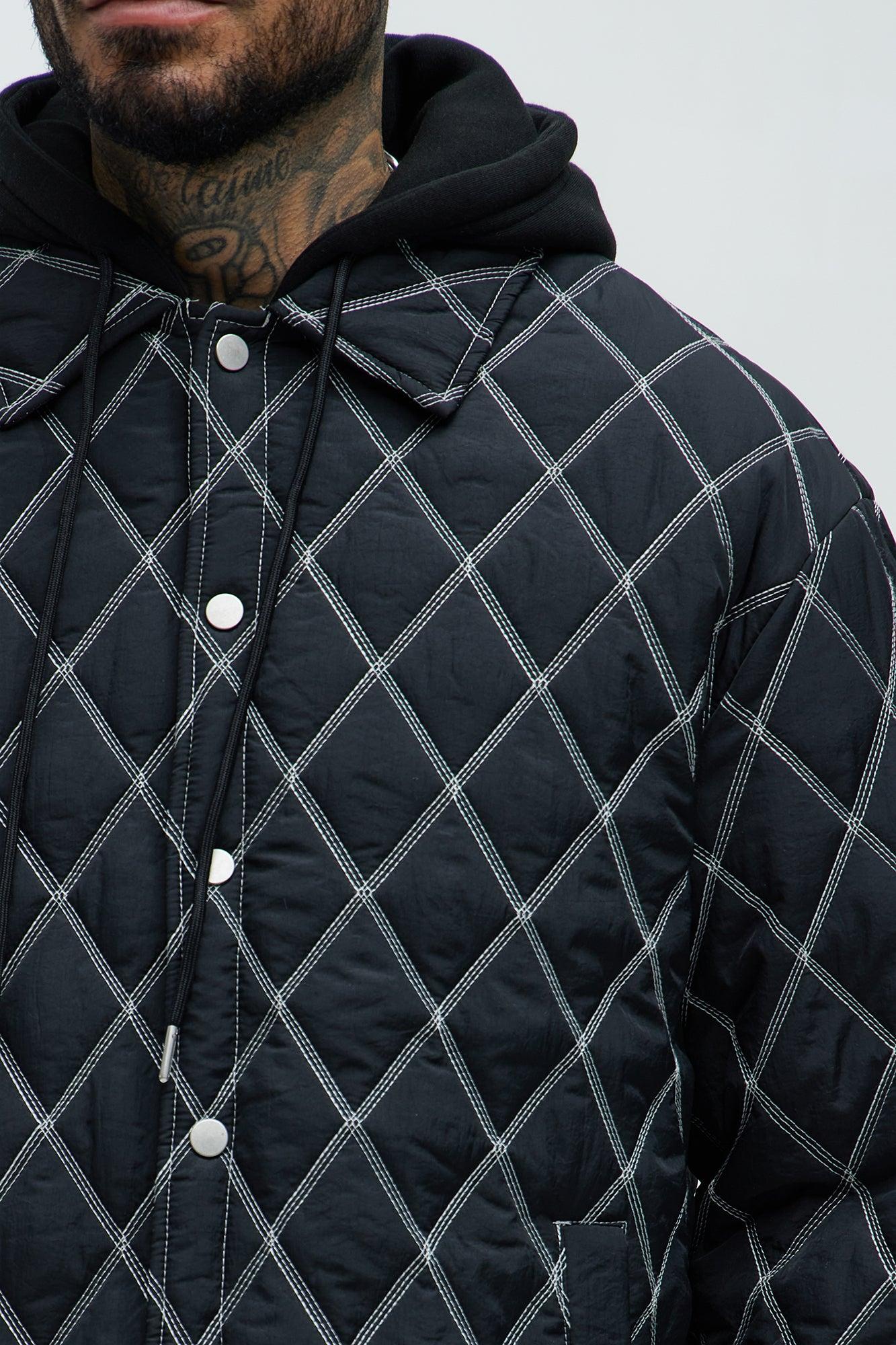 Wait Right Here Quilted Hooded Jacket - Black/combo Product Image