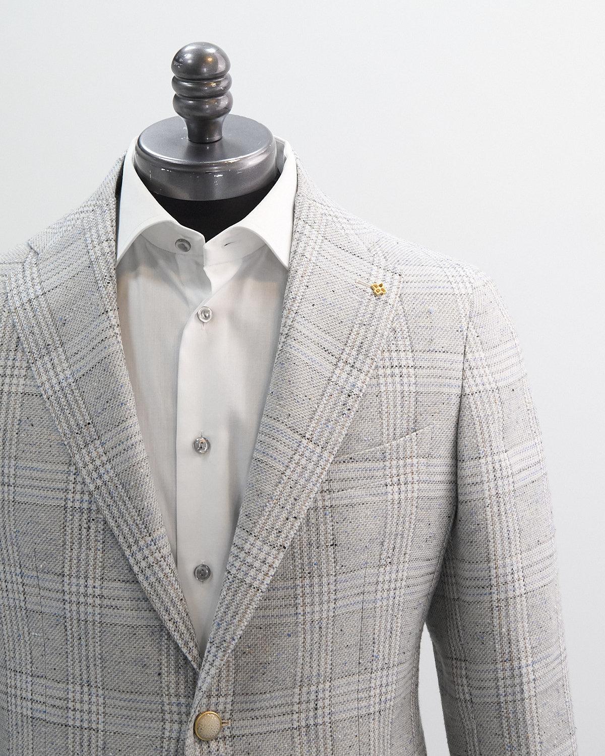 Tagliatore Light Grey Plaid Blazer Product Image