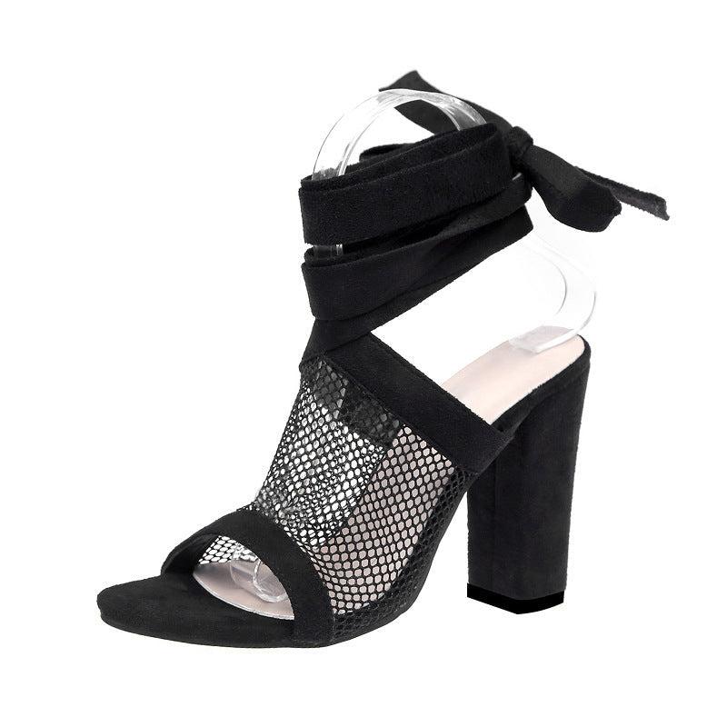 Bandage Flock Lace High Heels Sandal Product Image