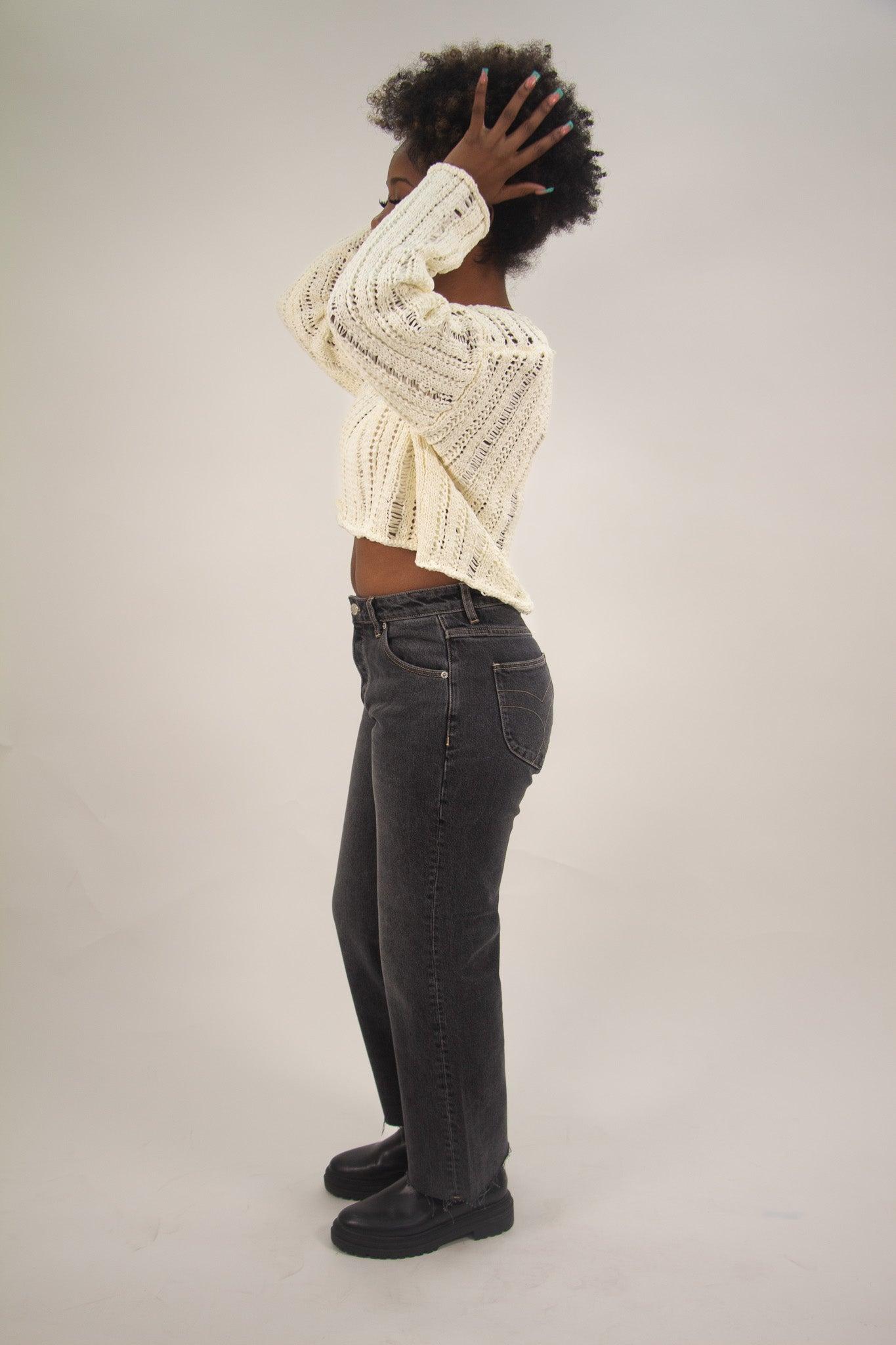Rollas Classic Flare Crop Shadow Jeans - Vintage Black Product Image