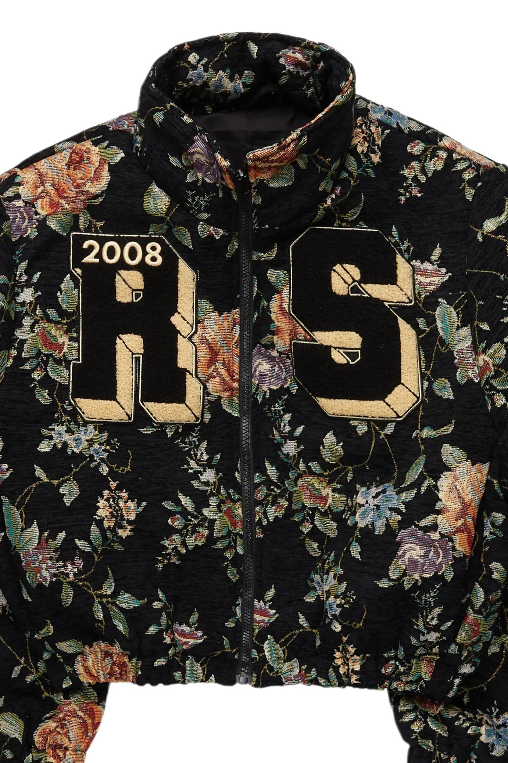 Marionna Black Tapestry Puffer Jacket Female Product Image