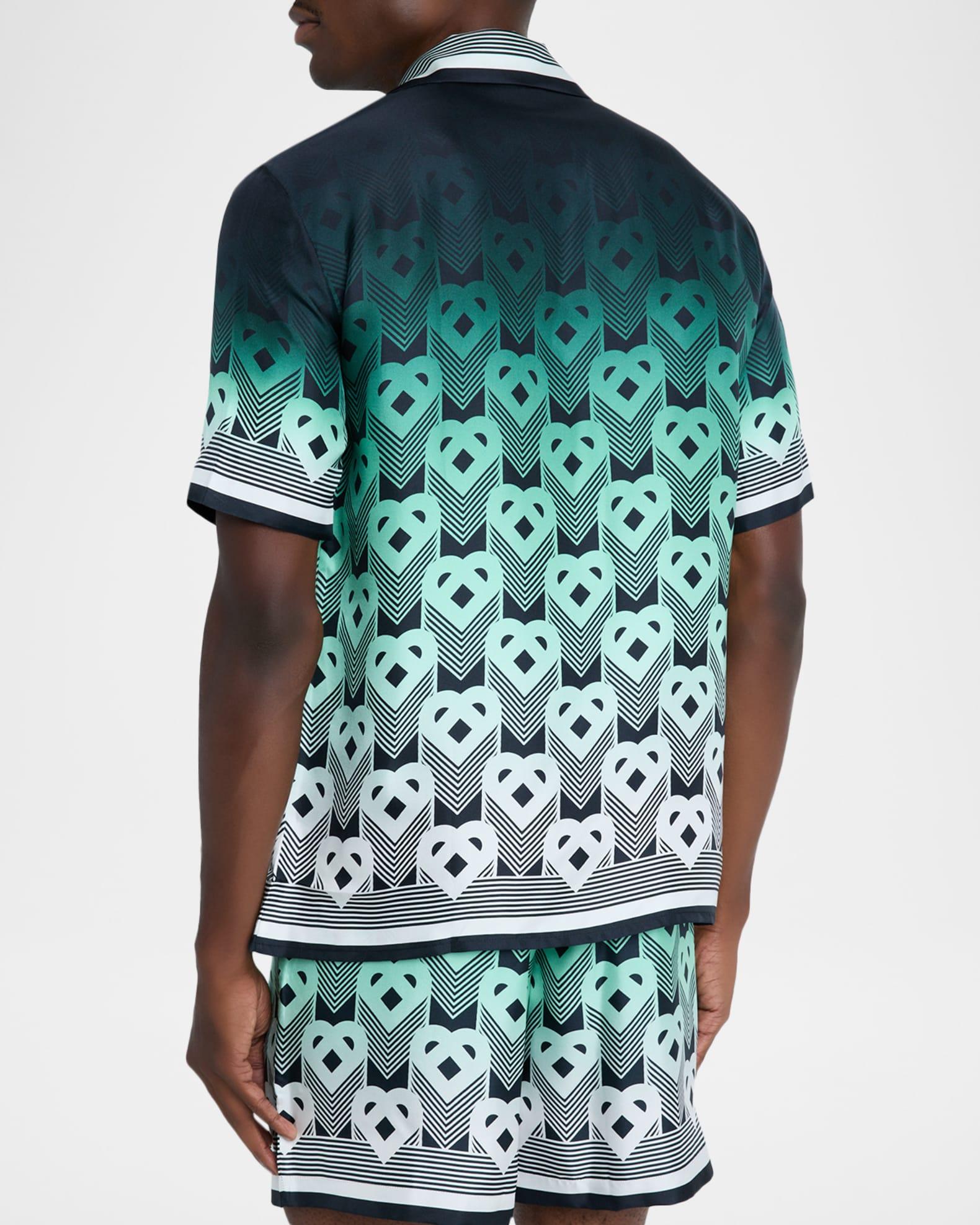 Men's Silk Heart Monogram Short-Sleeve Shirt Product Image
