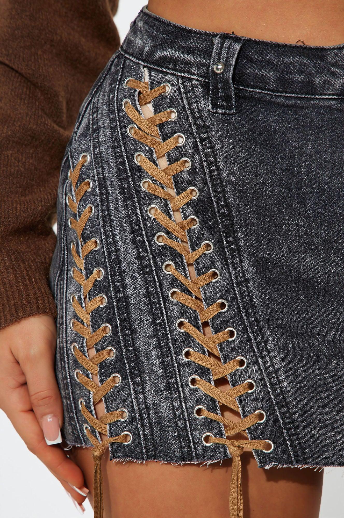 All About It Denim Mini Skirt - Black Wash Product Image