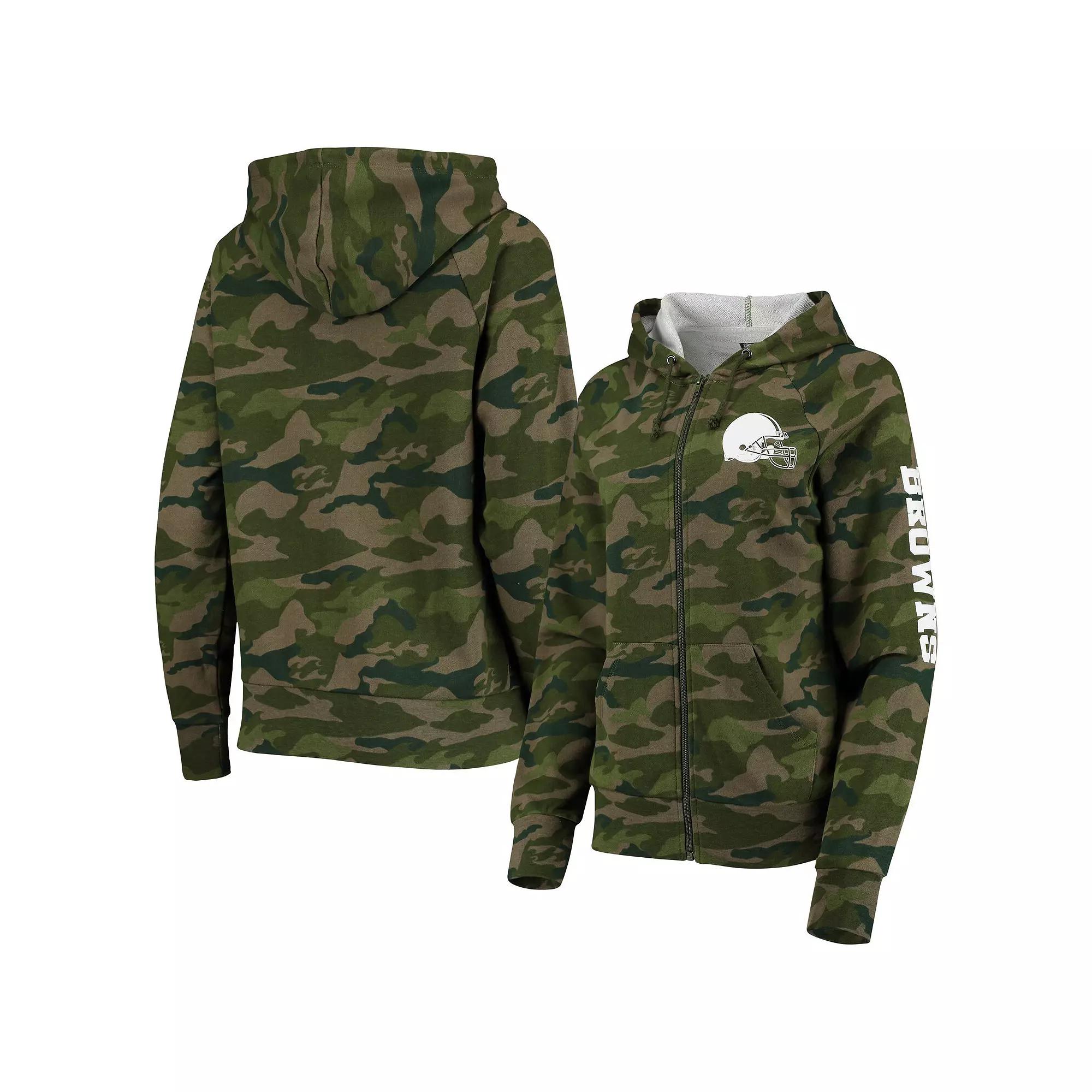 Women's New Era Camo Cleveland Browns Raglan Full-Zip Hoodie,  Product Image