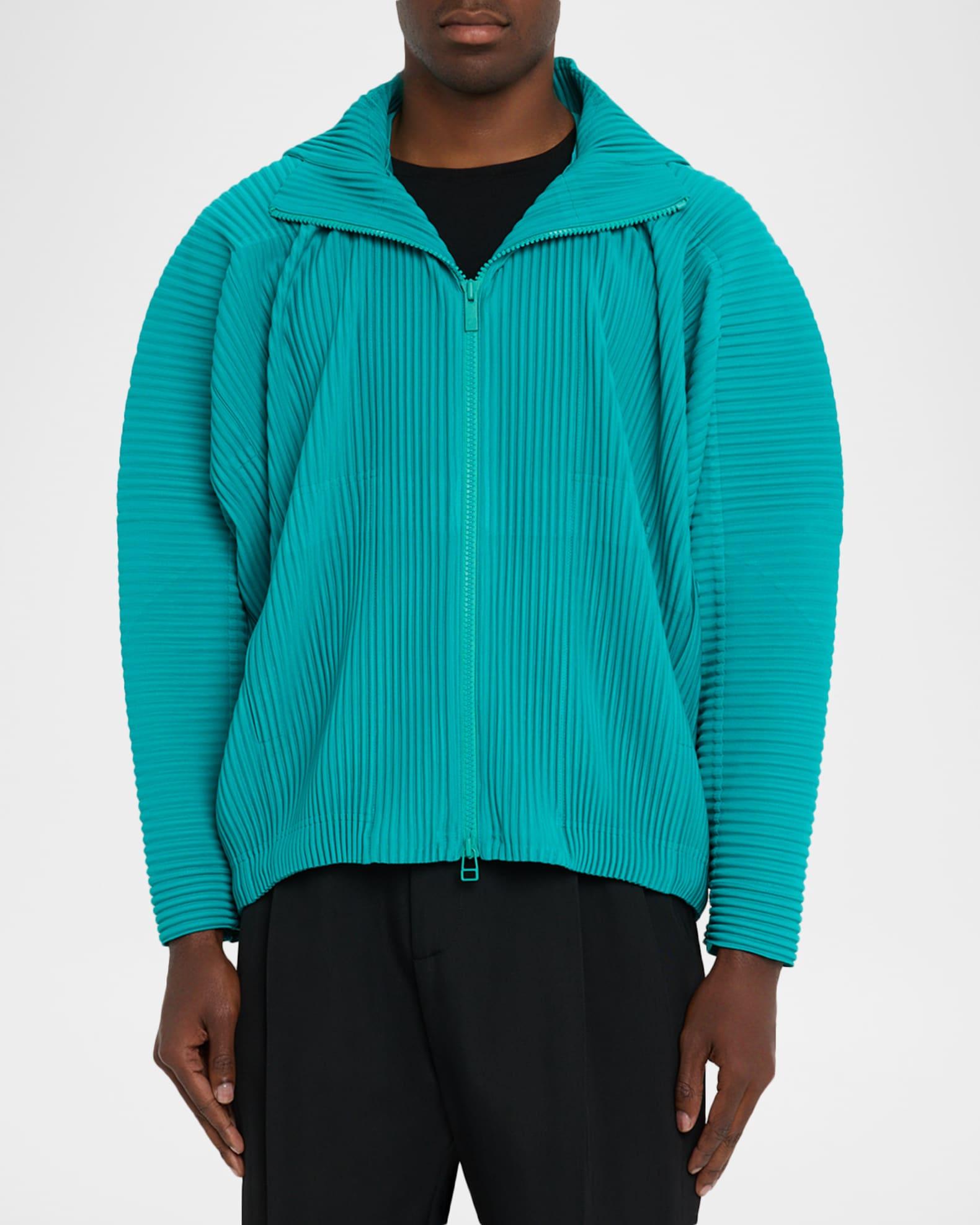 Men's Pleated Full-Zip Hooded Sweater Product Image