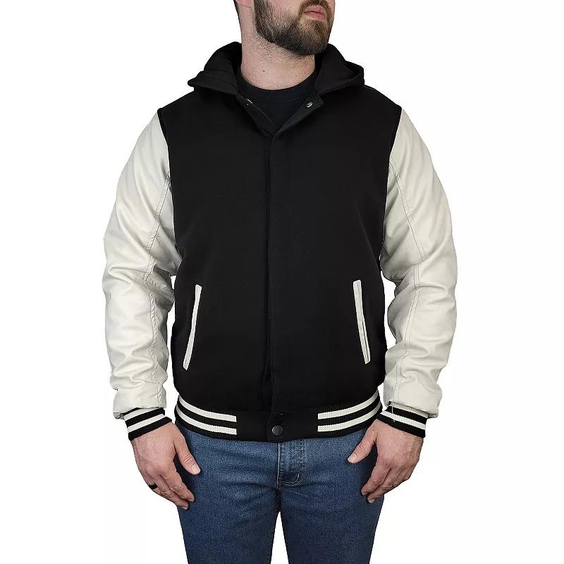 Men's Victory Outfitters Hooded Fleece Varsity-Style Jacket, Size: Large, Blue Product Image