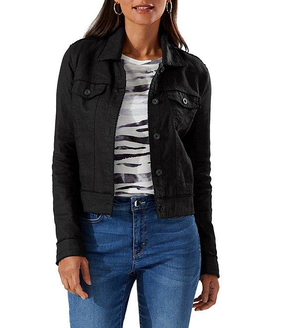 Tommy Bahama Two Palm Raw Edge Point Collar Long Sleeve Button Front Jacket Product Image