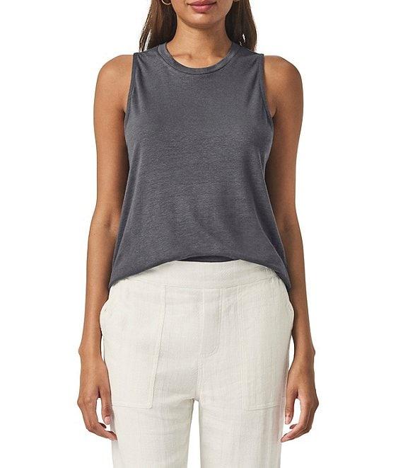 Splendid Cady Linen Blend Knit Crew Neck Sleeveless Tank Product Image