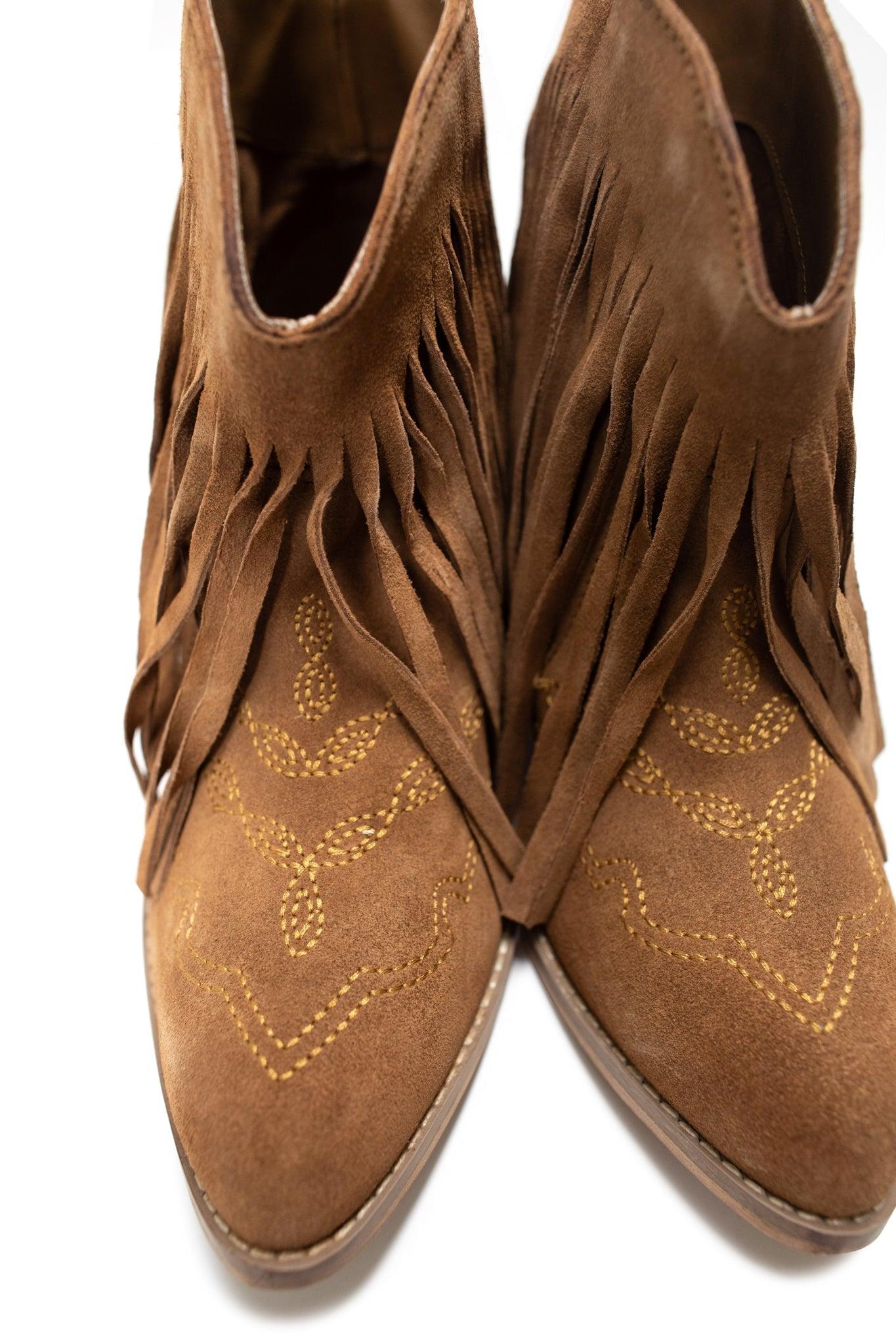 Amos Fringe Ankle Bootie in Tan Suede (Online Exclusive) Product Image