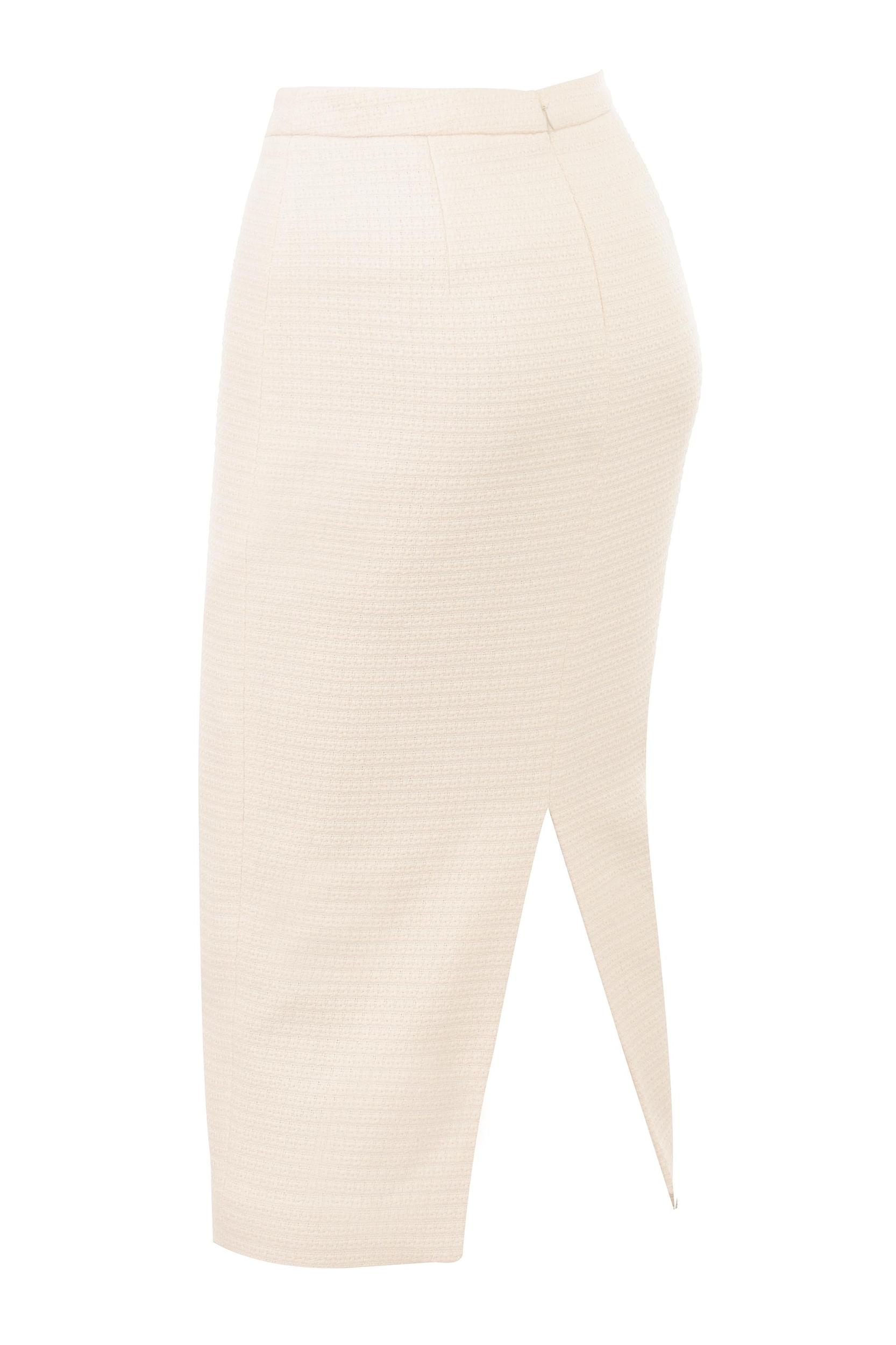 Lena  cream boucle pencil midi skirt Product Image