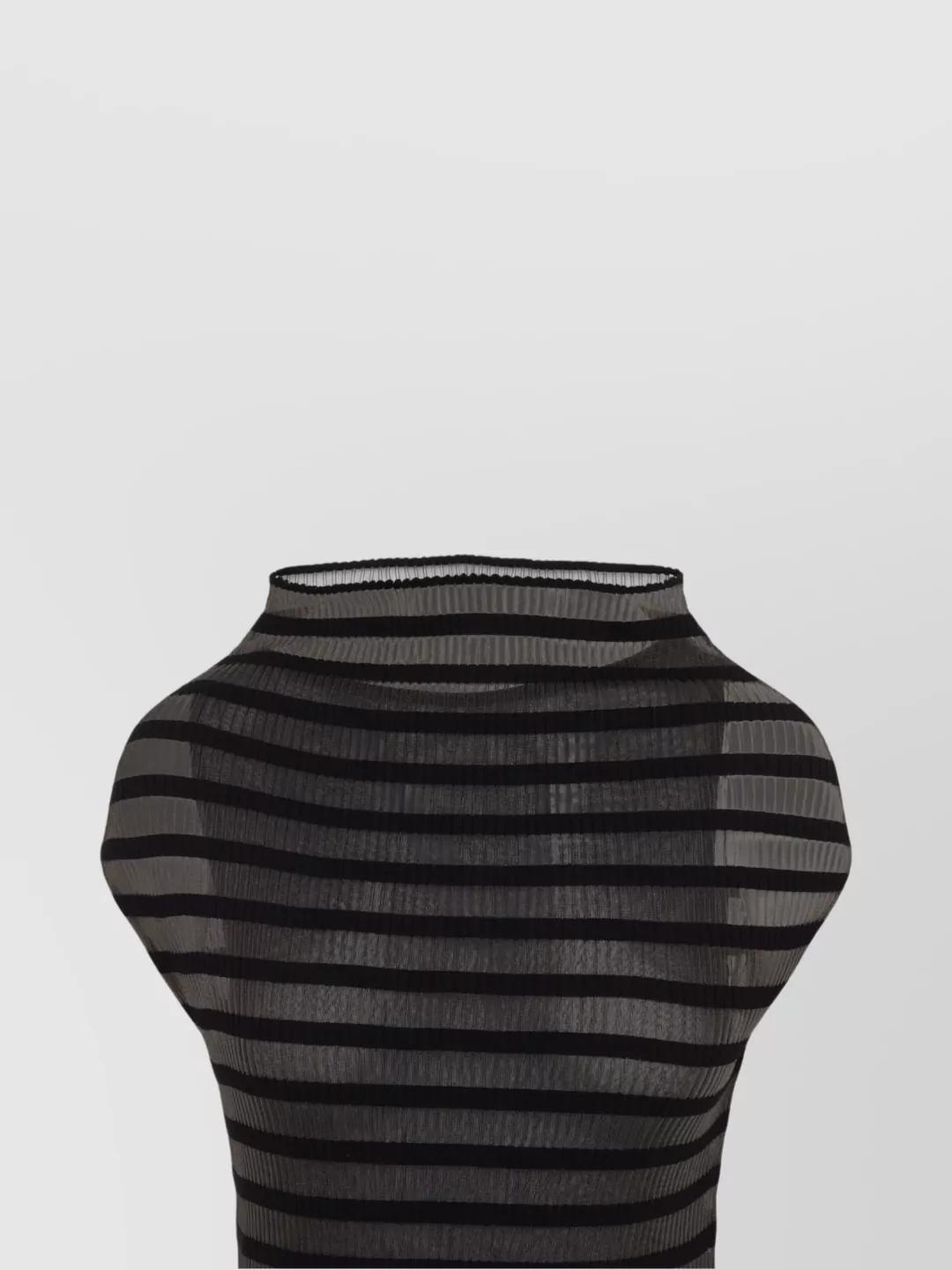 JEAN PAUL GAULTIER Mariniere Striped Cap-sleeve Nylon Maxi Dress In Black Product Image