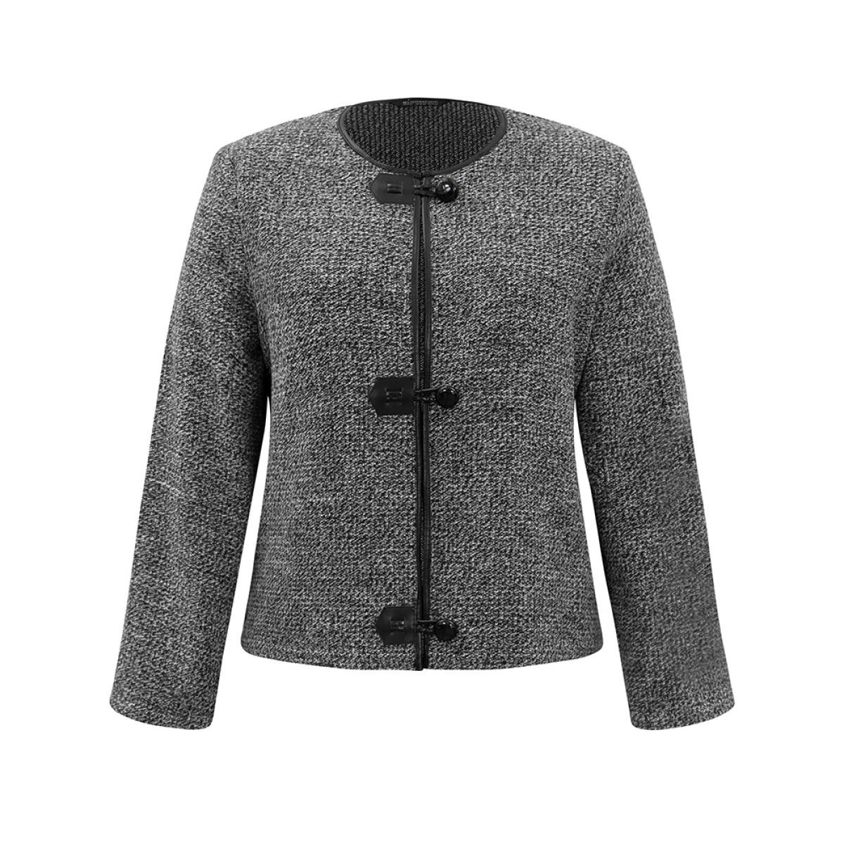 Plus Size Plain Textured Buckle Detail Coat Women DimGray Casual Texture Ladies Dailywear Winter Coats BloomChic 22-24/3X Product Image