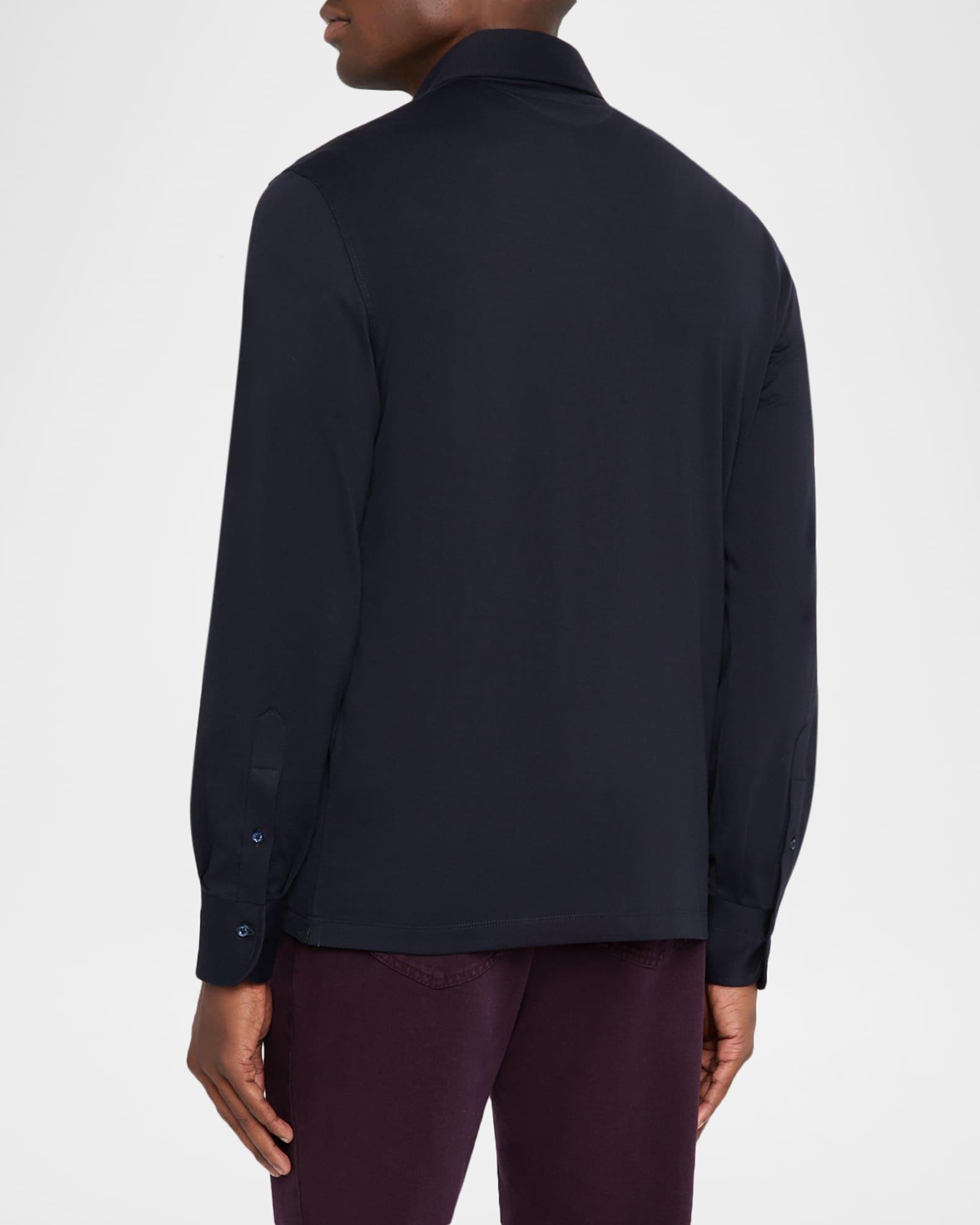 Men's Cotton Long-Sleeve Polo Shirt Product Image