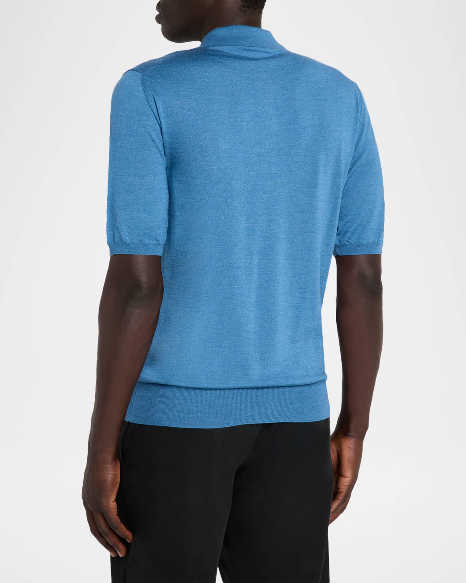 Men's Wool and Silk Short-Sleeve Polo Sweater Product Image